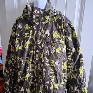 Quiksilver MISSION snowboard ski jacket coat Mens LG camo look brown green faces